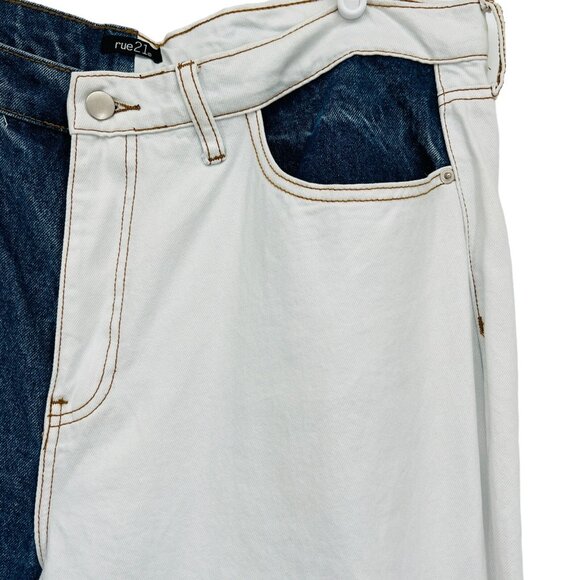 Rue 21 Women's Jeans High Rise Cotton Ankle Leg Blue White Denim Plus Size 18 - Picture 6 of 11